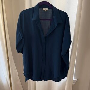 Umgee Navy Button-Down Blouse